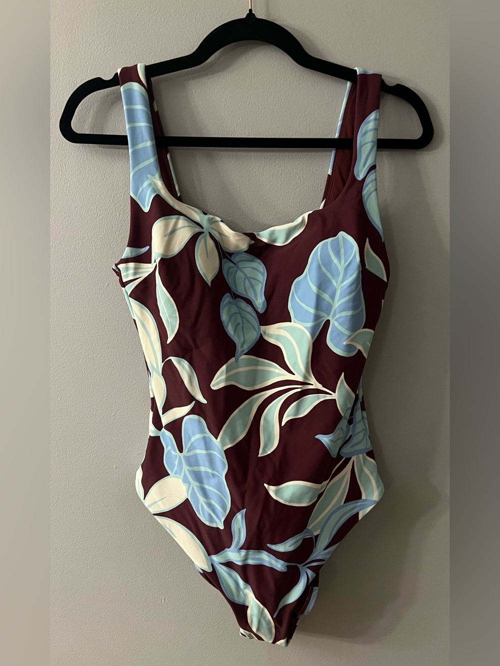 Shade & Shore Women's One-Piece Swimsuit Burgundy with Light Blue